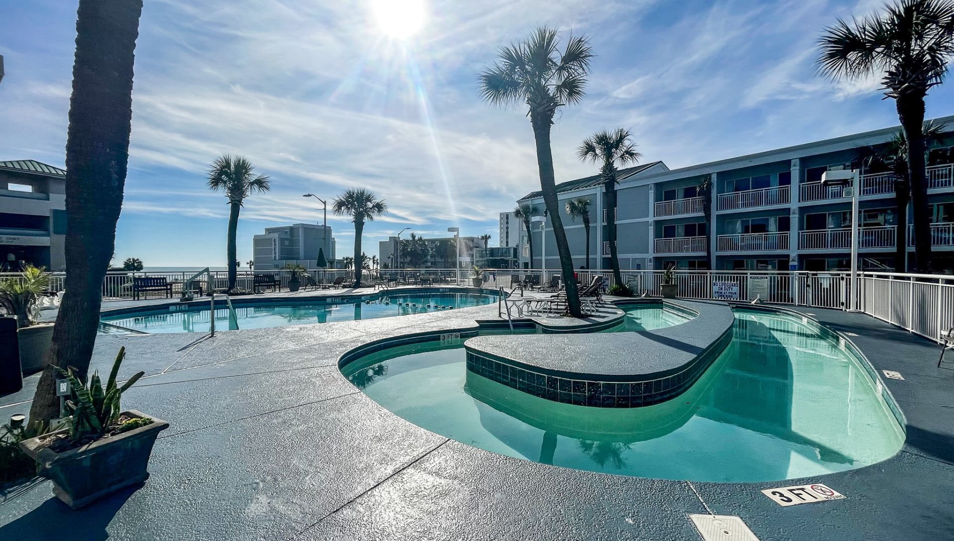 Sunset view of the sandbar hotel at 1804 S Ocean Blvd, Myrtle Beach