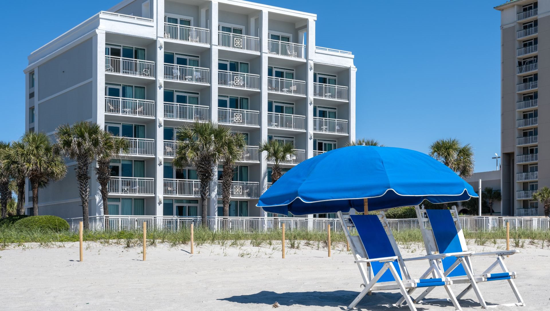 Sunset view of the sandbar hotel at 1804 S Ocean Blvd, Myrtle Beach